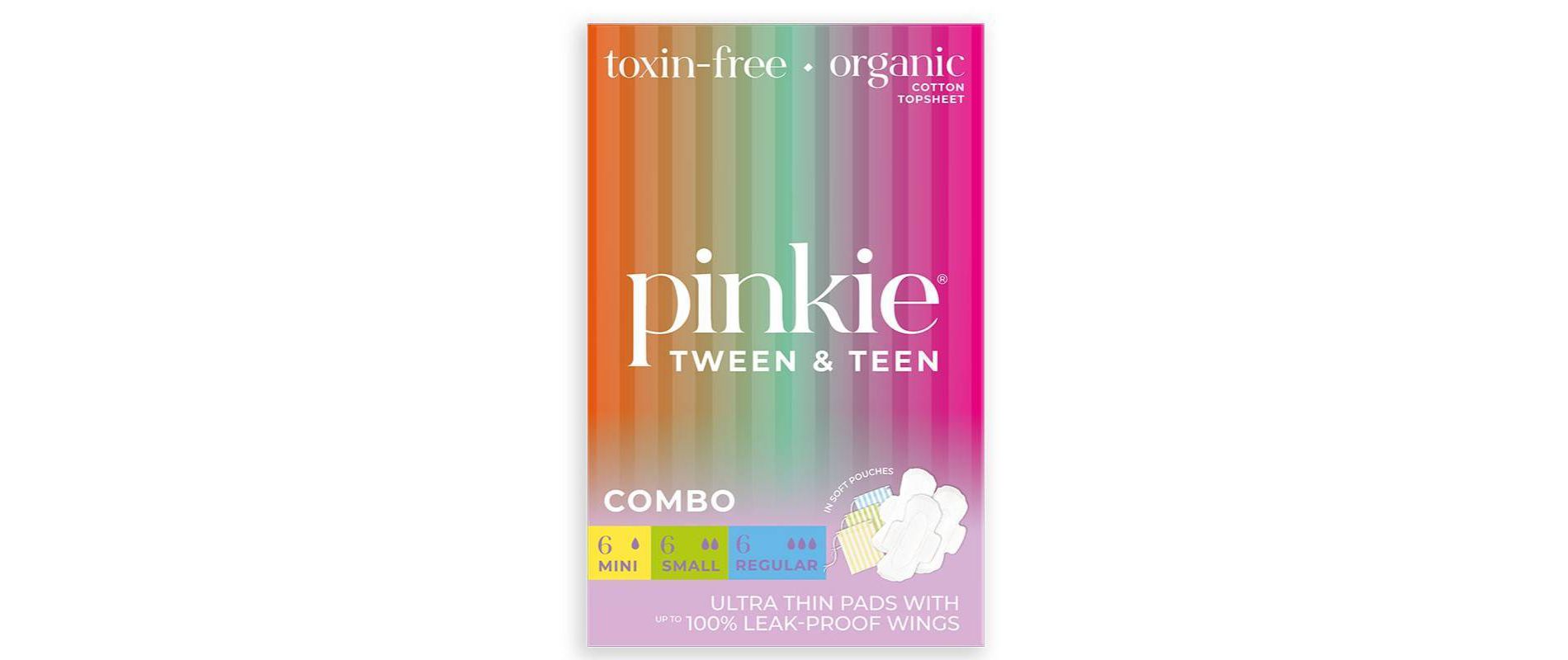Pinkie Tween & Teen Ultra-Thin Organic Topsheet Pads with Wings - Combo Pack - 18ct