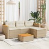 VidaXL 3 Piece Patio Sofa Set with Cushions Beige Poly Rattan - 3 of 4