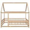 Okak Full Size Bed Frame with House-Style Roof & Fences,Modern Floor Bed for Toddlers/Kids Bedroom - 2 of 4