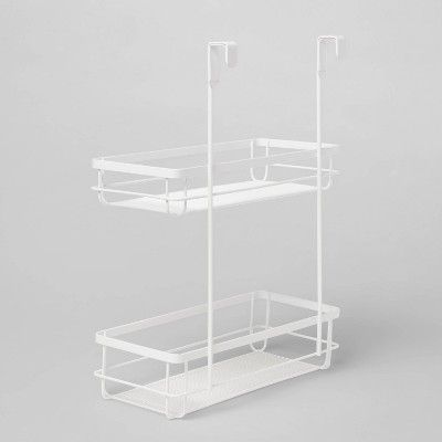 Matte White Metal Over-the-Door Tiered Storage Organizer