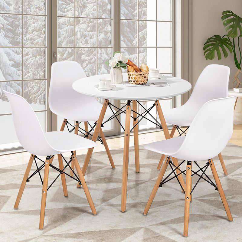 Costway Dining Table Round White Modern Dining Table 31.5'' W/Solid Wooden Leg For Kitchen, 5 of 11