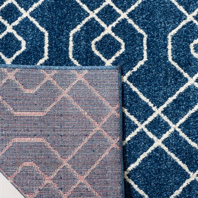 Navy and Beige Geometric 8' x 10' Reversible Area Rug