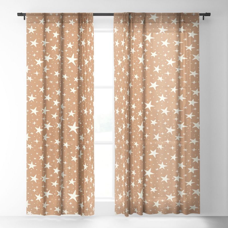 Avenie Stars In Neutral Set of 2 Panel Sheer Window Curtain - Deny Designs, 3 of 7