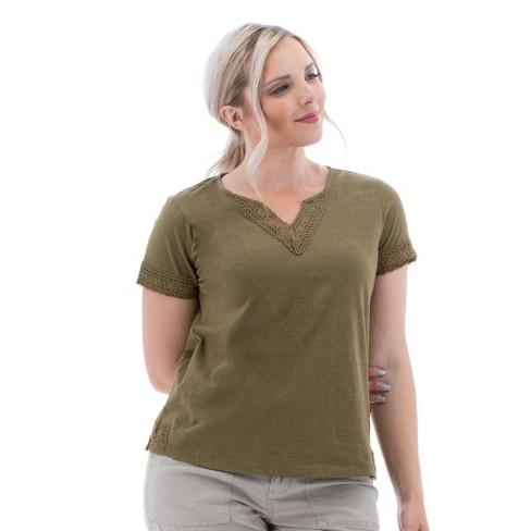 Aventura Clothing Women's Belle Short Sleeve Split Neck Blouse - Lizard,  Size X Large : Target