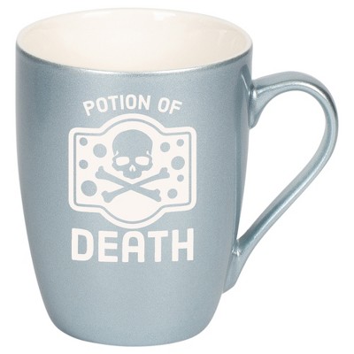 100 North Magic Potion 10 Ounce Frosted Blue Metallic Finish, Comfortably Fits Your Hands, New Bone China Coffee Tea Cup Mug, Potion Of Death