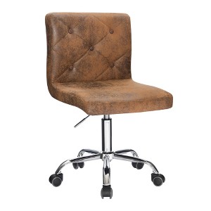 VECELO PU Leather Modern Office Computer Chair with Upholstery and Adjustable Metal Base, Mid-Back Armless Swivel Office Chairs - 1 of 4