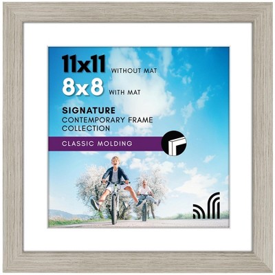 Americanflat Picture Frame in Drift Wood - Displays 8x8 With Mat and 11x11 Without Mat - Composite Wood with Shatter Resistant Glass