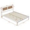 Queen Size Wood Platform Bed with Frame and Natural Rattan Headboard, Minimalist Style with Organic Texture for Modern Bedrooms-Maison Boucle - 4 of 4