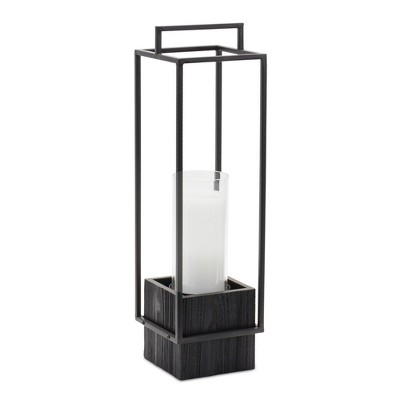 Melrose Wood Candle Holder with Metal Frame