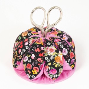 Dritz Pin Cushion with Scissors Black/Pink Floral: Sewing Tools, Small Sewing Scissors, 3.75" Art & Stationery - 1 of 3