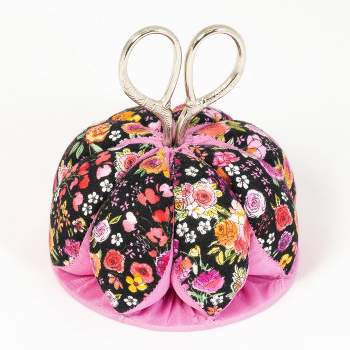 Dritz Pin Cushion with Scissors Black/Pink Floral
