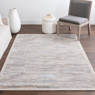Nidhi Gray Striped Synthetic 5' x 8' Area Rug
