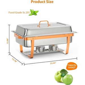 2/4/6-Pack 8QT Gold Stainless Steel Chafing Dish Set - Buffet Food Warmers with Lid Holder, Ideal for Catering, Weddings & Parties - 1 of 4