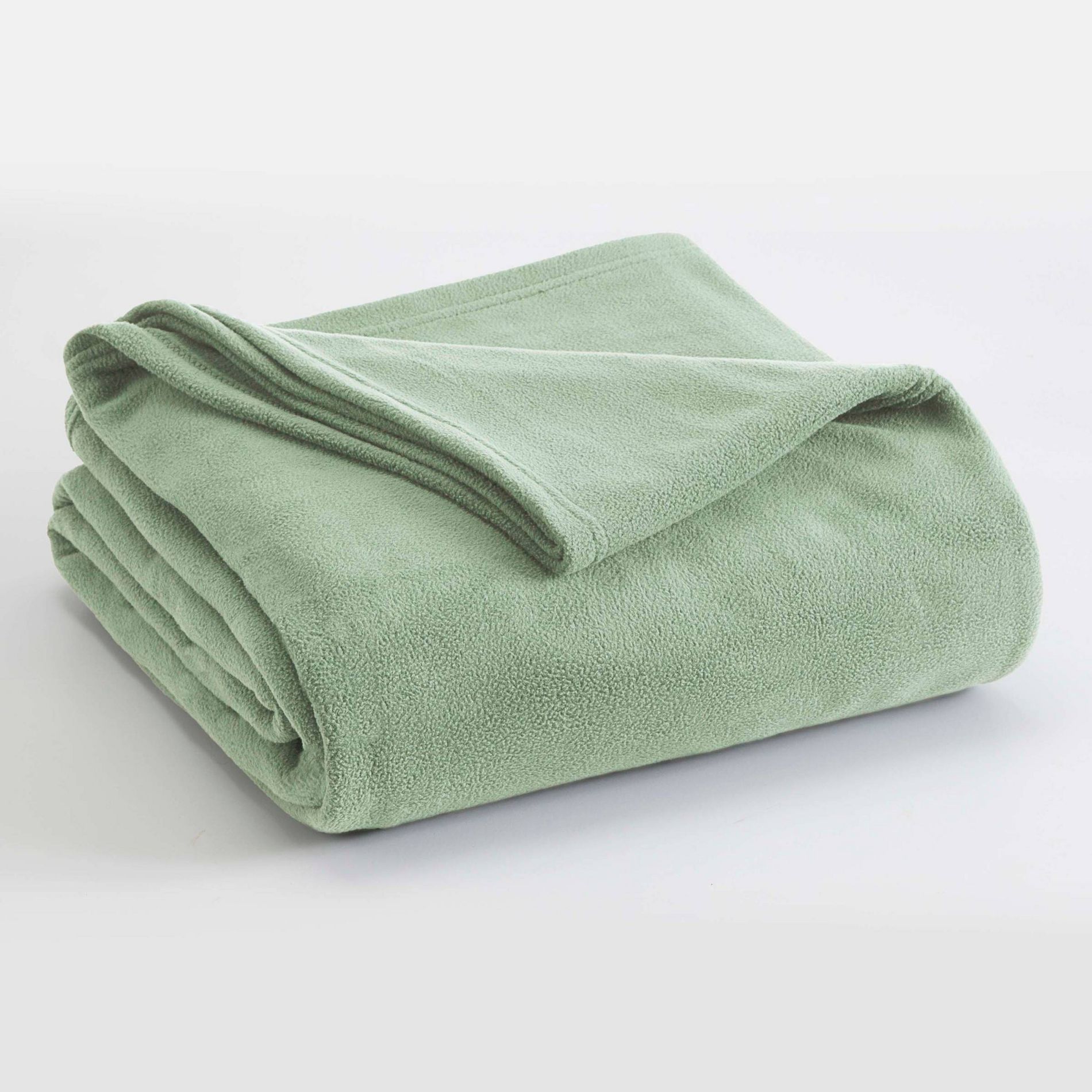 Vellux Full/Queen Micro Fleece Bed Blanket Sage: Lightweight, Cozy, Machine Washable, All Ages