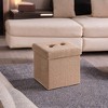 Foldable Ottoman with Hidden Storage, 15-Inch Cube Footrest Stool, 660lb Weight Capacity - 3 of 4