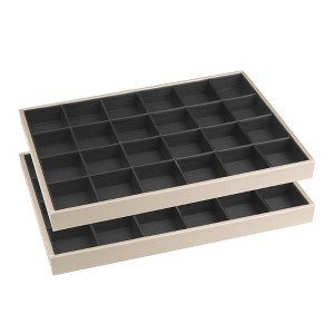 Unique Bargains Stackable PU Leather Jewelry Organizer Trays with Removable Dividers for Drawers Set of 2 - 1 of 4