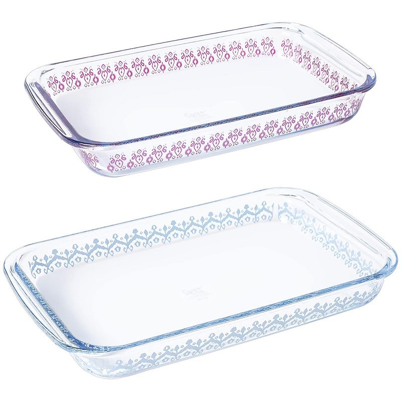 Spice By Tia Mowry 2 Piece 3.1 Quart and 2.3 Quart Glass Baker Set in Blue and Pink, 2 of 8
