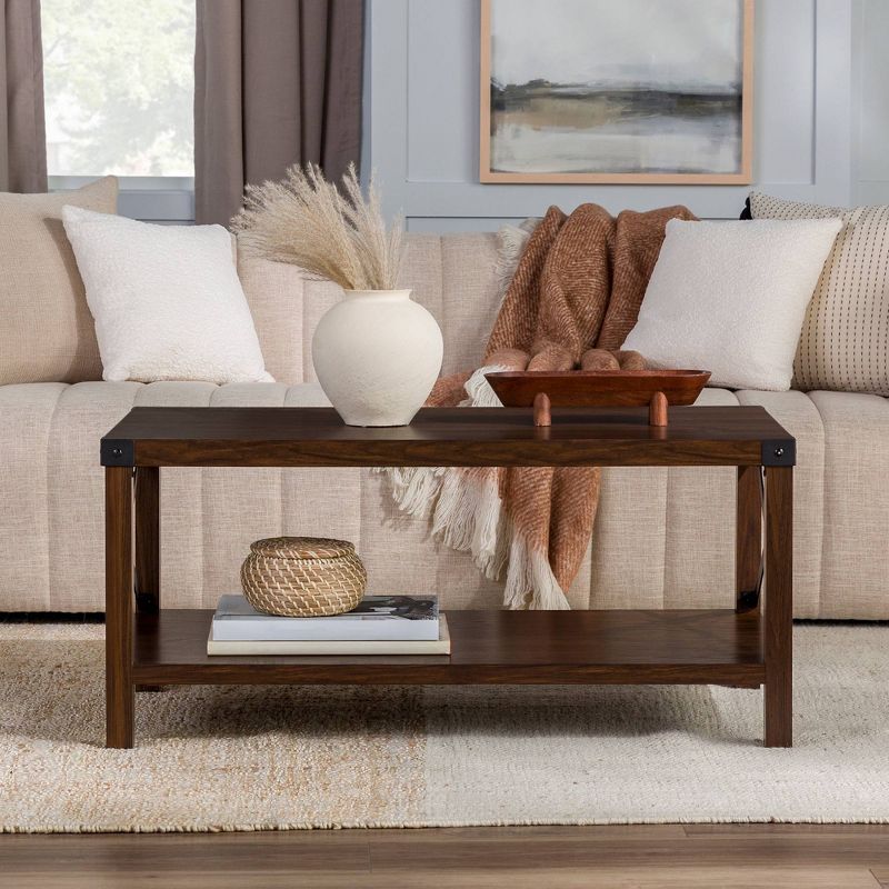 Sophie Rustic Industrial X Frame Coffee Table - Saracina Home, 4 of 16