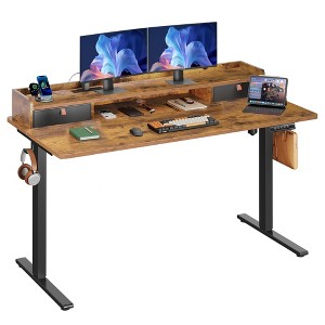 GALAXHERO 55×24 Inch Widened Electric Standing Desk, Height Adjustable Sit-Stand Workstation with with 2 Drawers,for Home Office - 1 of 4