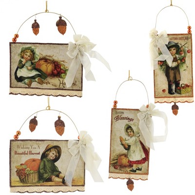 Holiday Ornament 8.5" Harvest Postcard Thanksgiving  Fall  -  Tree Ornaments