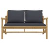 vidaXL Patio Bench with Dark Gray Cushion, Bamboo - 3 of 4