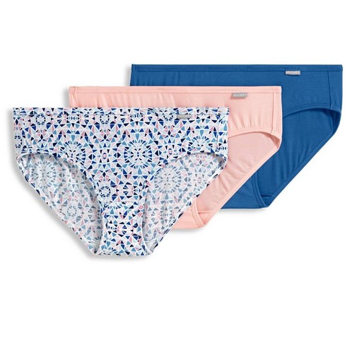 Jockey Women's Supersoft Bikini - 3 Pack 5 Coral Mist/Kaleidoscope  Prism/Aged Indigo