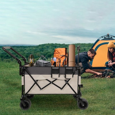 YONWAY Folding Wagon Cart,Portable Large Capacity Beach，Heavy Duty Utility Collapsible with All-Terrain Wheels,for Camping,Shopping,Beach