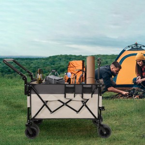 YONWAY Folding Wagon Cart,Portable Large Capacity Beach，Heavy Duty Utility Collapsible with All-Terrain Wheels,for Camping,Shopping,Beach - 1 of 4
