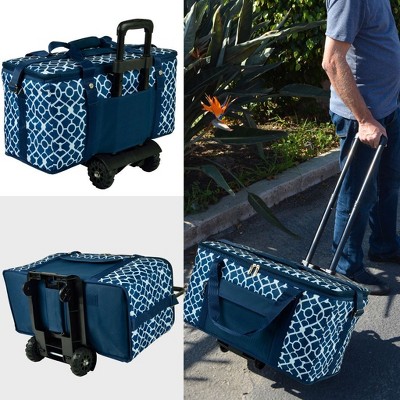 Trellis Blue 36 Quart Insulated Rolling Cooler Bag