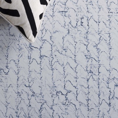 Tacoma Blue and Gray Abstract Washable Runner Rug