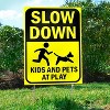 Bigtime Signs 6" x 12" Slow Down Kids & Pets at Play Street Sign with Metal H-Stakes - 2 Pack - 3 of 4