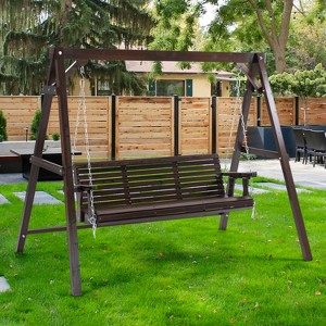Finnhomy Wooden Hanging Porch Swing - 1 of 4
