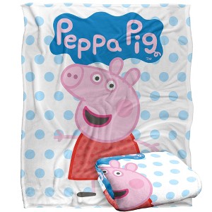 Kids' Peppa Pig Peppa And Logo Silky Touch Blanket White 36X58 - 1 of 4