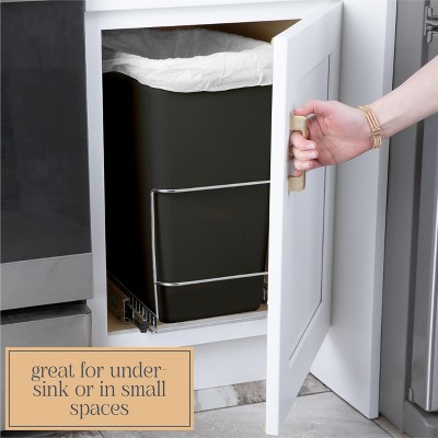 Hold N' Storage HOLDN’ STORAGE Pull Out Trash Can Rack for Kitchen Cabinet, 7 Gallon / 28 Qt Garbage and Recycling Bin Organizer Heavy Duty Chrome Sliding Frame — фото 5