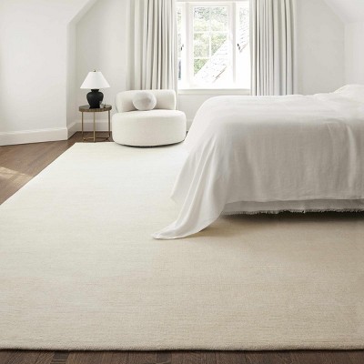 Brockton Solid Beige Wool Rectangle Area Rug 3'3" x 5'3"