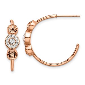 Chisel Stainless Steel Polished Rose IP-plated with Preciosa Crystal Hoop Earrings - 1 of 4