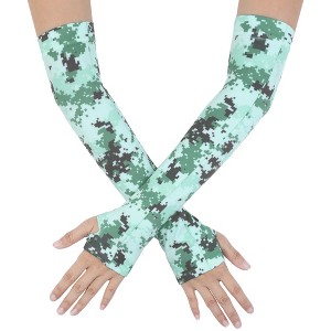 INSPIRE CHIC Women's Sun Protection Cooling Arm Stretch Sleeves Gloves with Thumb Hole 1Pair - 1 of 4