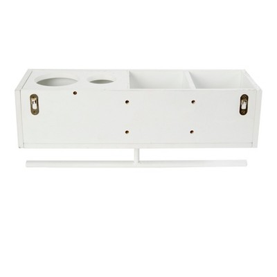 White MDF Floating Wall Shelf with Towel Bar