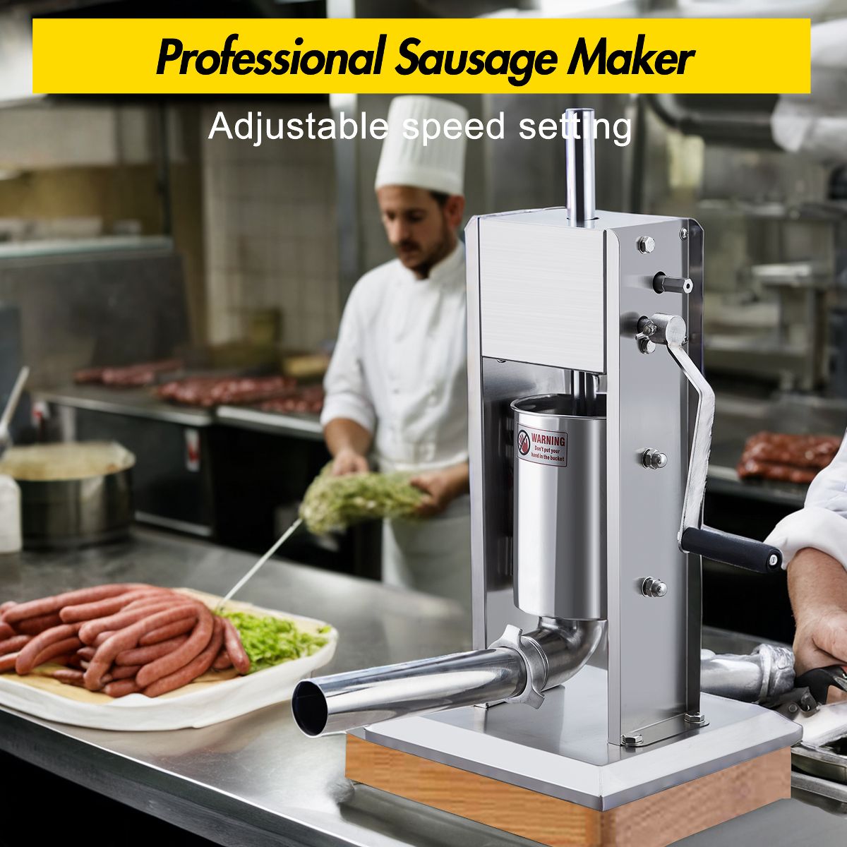 Manual Sausage Stuffer 7LB/3L Meat Stuffer with Dual Speed, Stainless Steel Heavy Duty Sausage Filler, 4 Stuffing Tubes for Home & Commercial Use - thumbnail 2