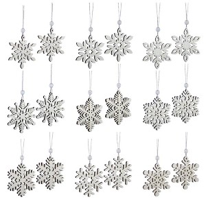 Melrose Wooden Mini Snowflake Ornament (Set of 18) - 1 of 2