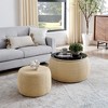 VYNXARIA Round Storage Ottoman, Woven rattan fabric Ottoman, 2 in 1 Function, Work as End table and Ottoman,with small seat-nature - 4 of 4