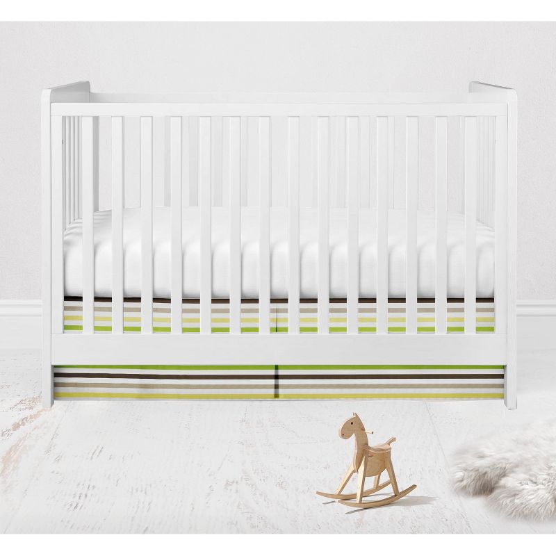 Bacati - Mod Dots/Strps Green Stripes Crib or Toddler Bed Skirt, 1 of 5