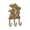 HomeRoots 5" Antiqued Gold Cast Iron Mushroom Three Hook Wall Mount Coat Rack - 4 of 4