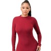 Slickblue Dark Red Soft Faux Wool Dress - High Neck, Long Sleeve, Cozy Fit, Solid Design, Sizes S-XL - 3 of 4