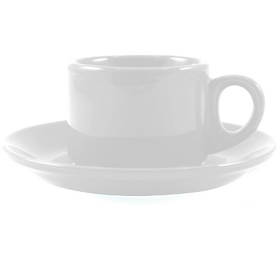 Omniware Espresso Coffee Delight White Stoneware Mug and Saucer Service for 2