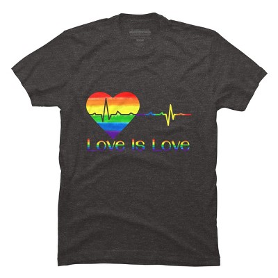Adult Design By Humans Pride Love is Love Heartbeat By WinterJJ T-Shirt
