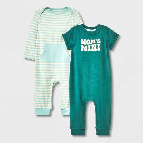 Buy Green Floral Jersey Baby 2 Piece Dungarees And Bodysuit Set