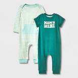 Baby 2pk Mama Romper Set - Cat & Jack™ Turquoise Green