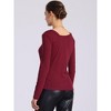 Allegra K Women's Asymmetrical Neck Button Decor Long Sleeve Pleated Casual Top - 3 of 4