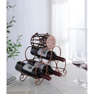 Kings Brand Furniture Countertop Tabletop Wine Rack, Wine Bottle Storage Holder for Home Kitchen & Bar - Brushed Copper - 1 of 4